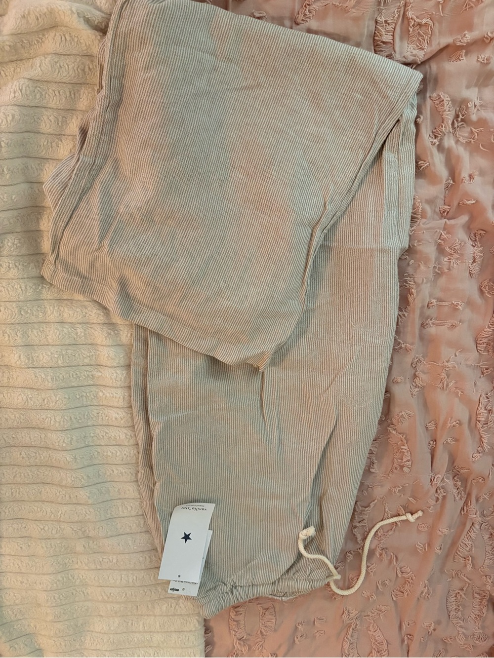 Vanilla Star Light Beige Corduroy Drawstring Trousers